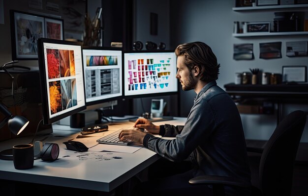 male graphic professional designer working big design studio his big monitor 962751 4397